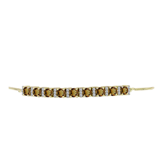 Pulsera de Plata Bañada en Oro con Cuarzo Coñac y Topacio Blanco