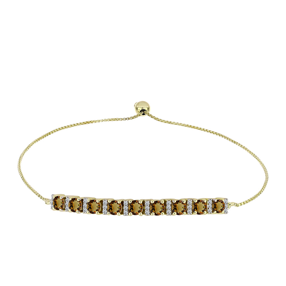 Pulsera de Plata Bañada en Oro con Cuarzo Coñac y Topacio Blanco