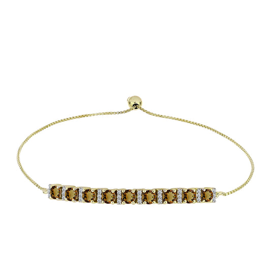 Pulsera de Plata Bañada en Oro con Cuarzo Coñac y Topacio Blanco