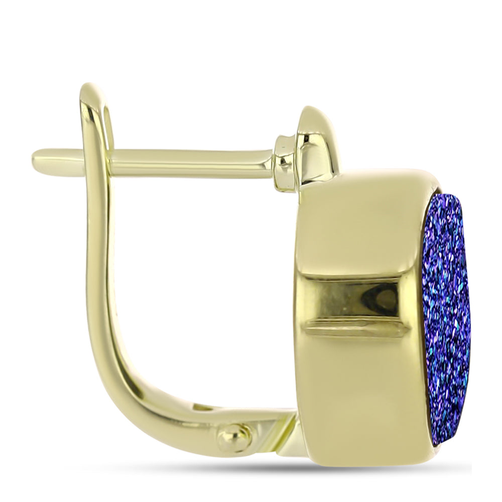 Pendientes de Plata Bañada en Oro con Drusa Purpura 2 