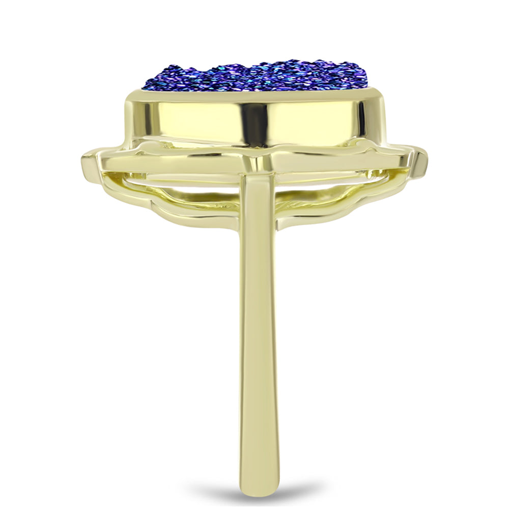 Anillo de Plata Bañada en Oro con Drusa Purpura 4 