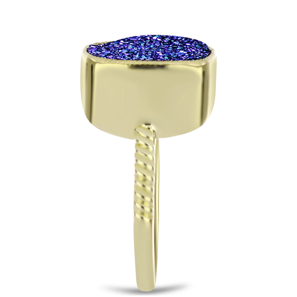 Anillo de Plata Bañada en Oro con Drusa Purpura 4 