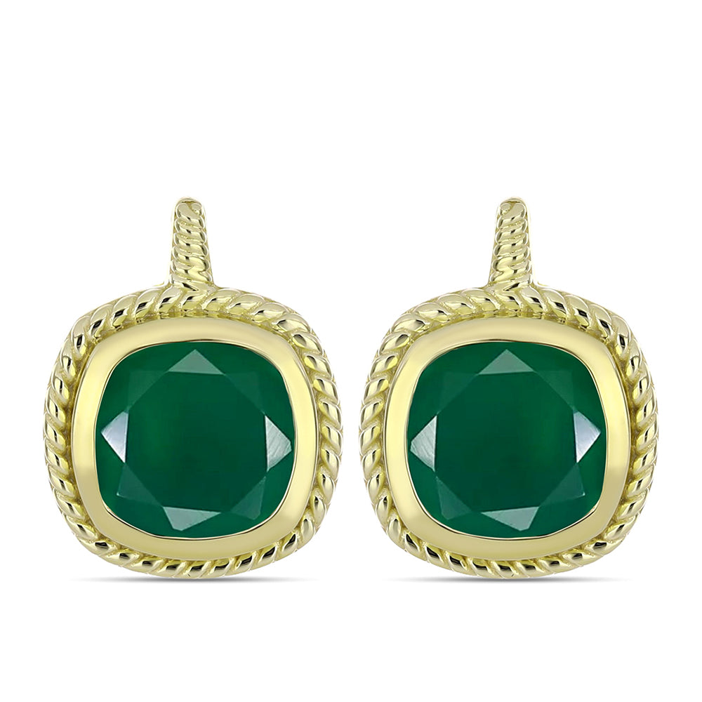 Pendientes de Plata Bañada en Oro con Ágata Verde