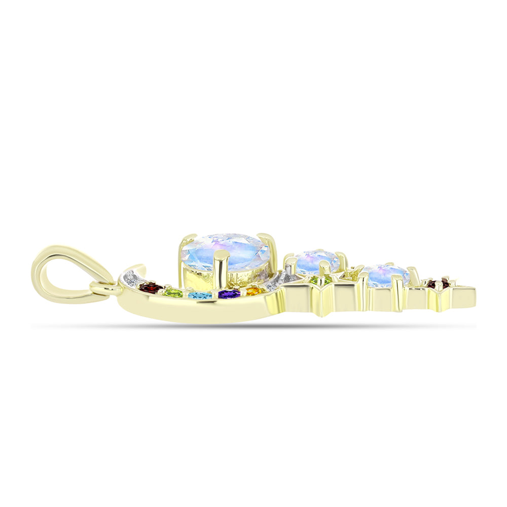 Colgante de Plata Bañada en Oro con Piedra Lunar Arco Iris 4 