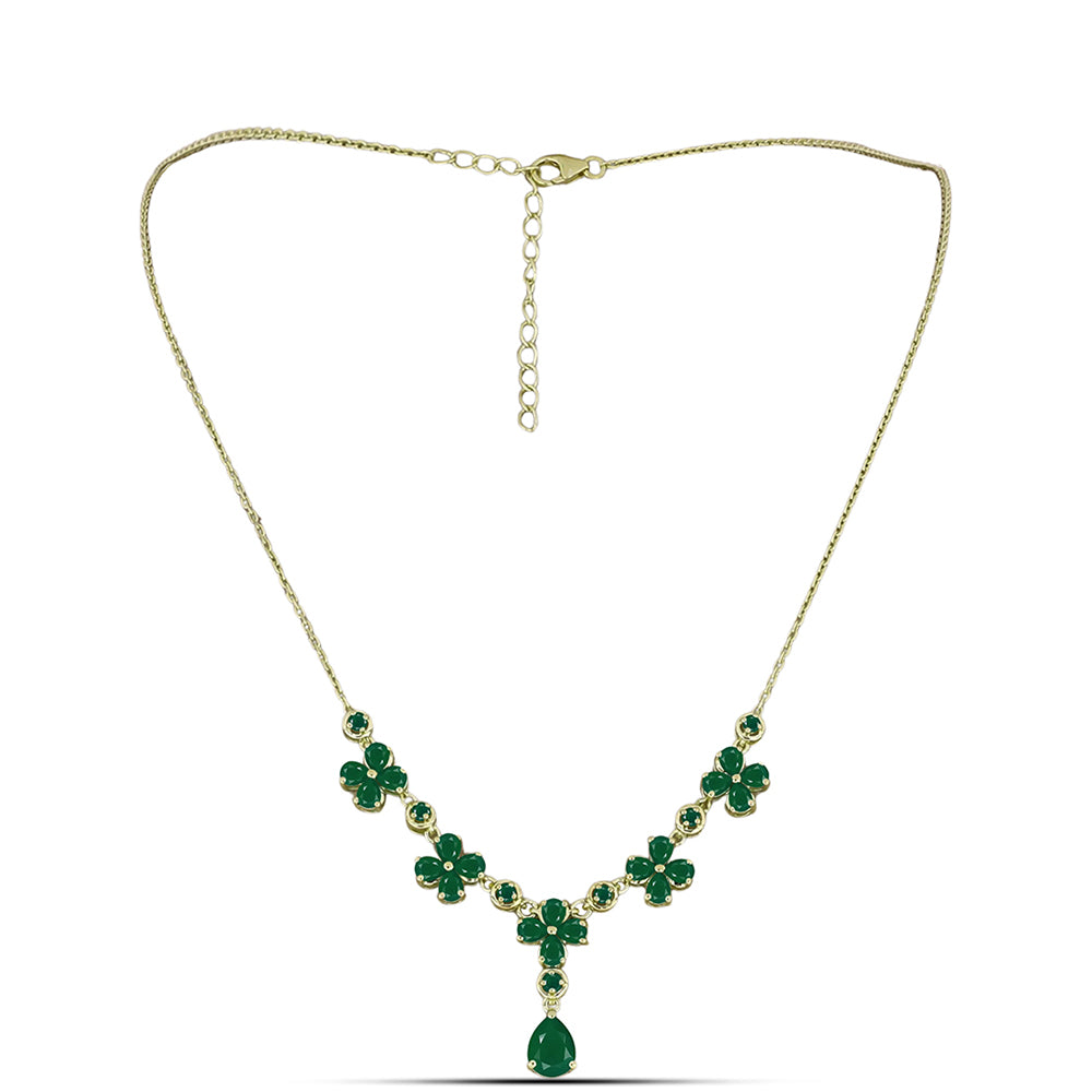 Collar de Plata Bañada en Oro con Ágata Verde 1 