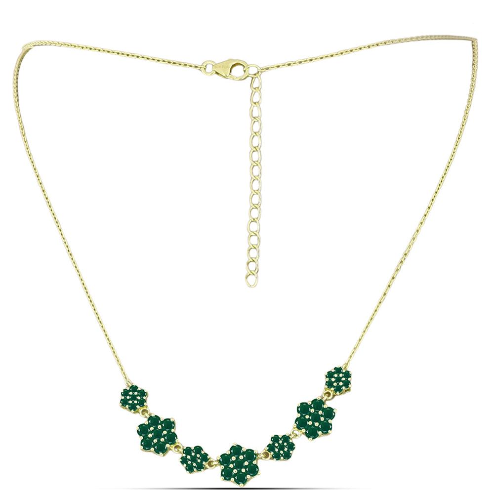 Collar de Plata Bañada en Oro con Ágata Verde 1 
