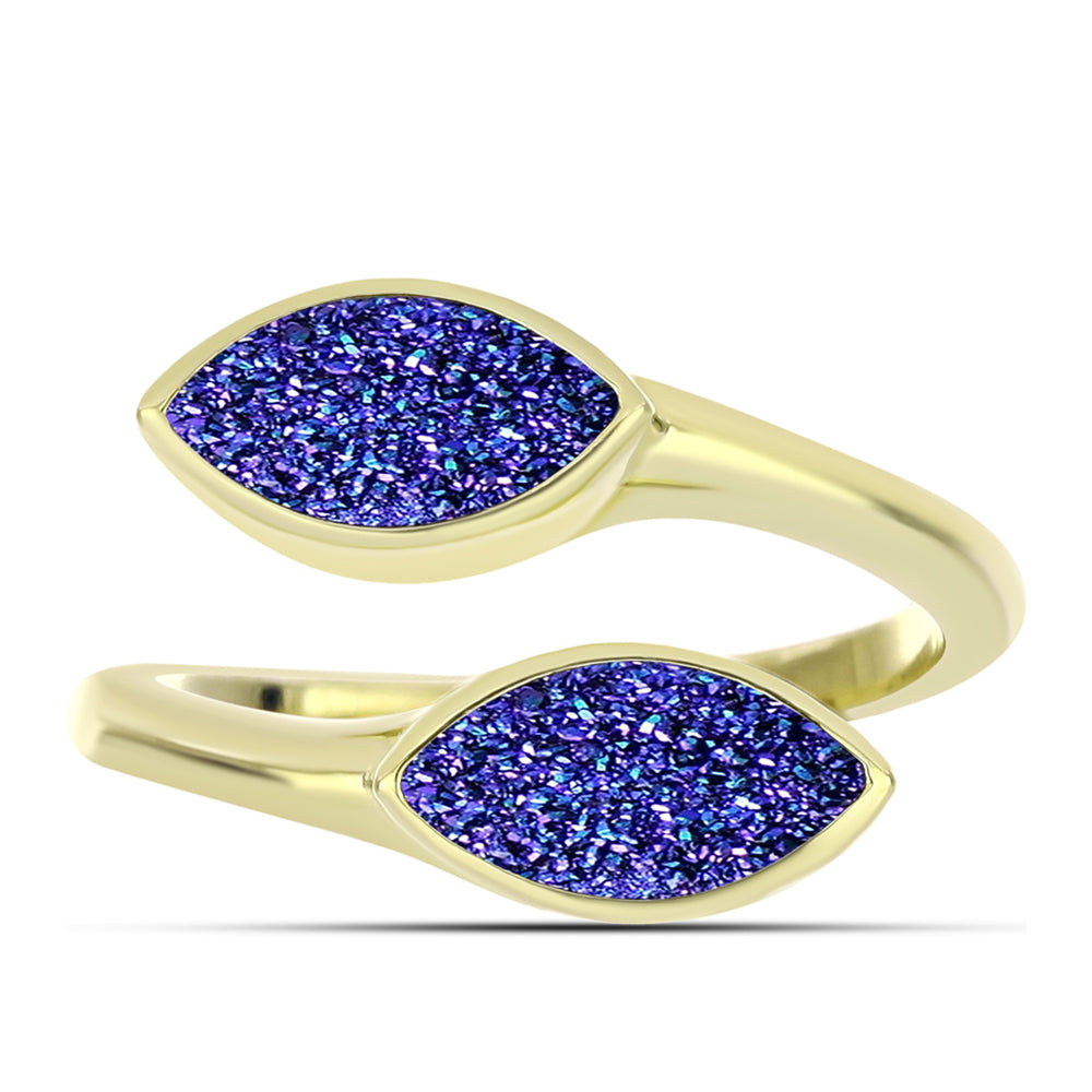 Anillo de Plata Bañada en Oro con Drusa Purpura 1 