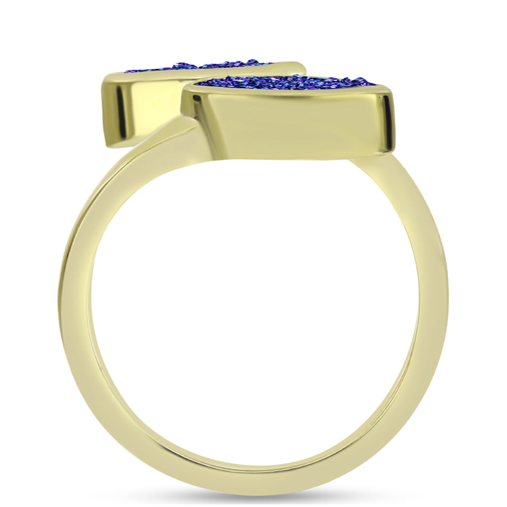 Anillo de Plata Bañada en Oro con Drusa Purpura