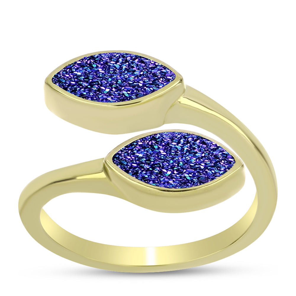 Anillo de Plata Bañada en Oro con Drusa Purpura 3 