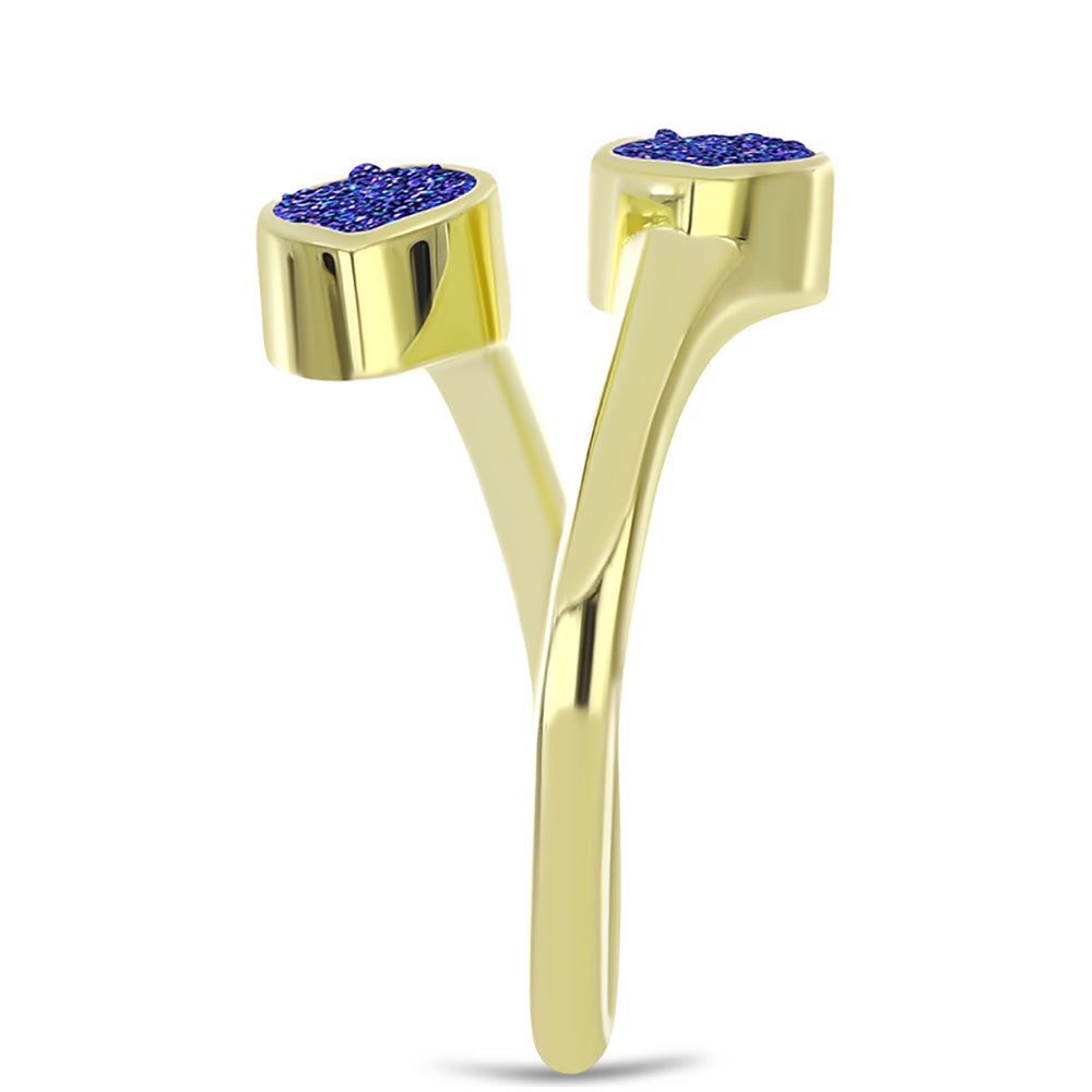 Anillo de Plata Bañada en Oro con Drusa Purpura