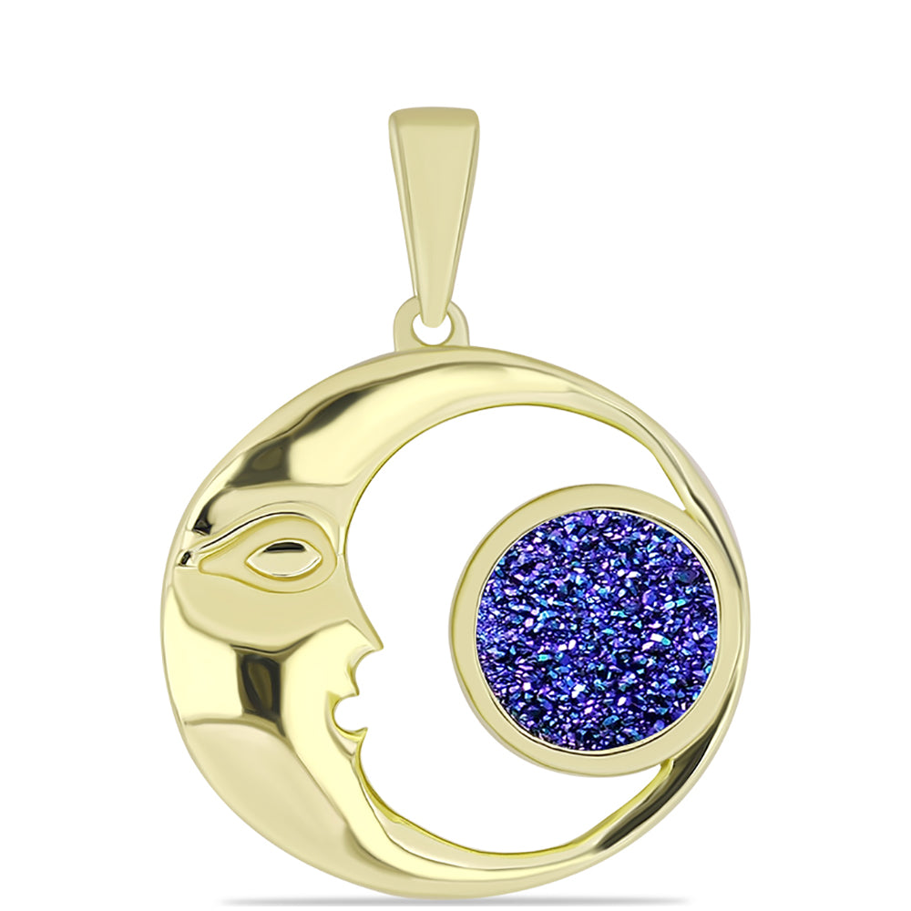 Colgante de Plata Bañada en Oro con Drusa Purpura