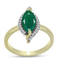 Anillo de Plata Bañada en Oro con Ágata Verde y Topacio Blanco