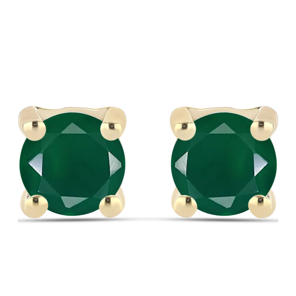 Pendientes de Plata Bañada en Oro con Ágata Verde 1 