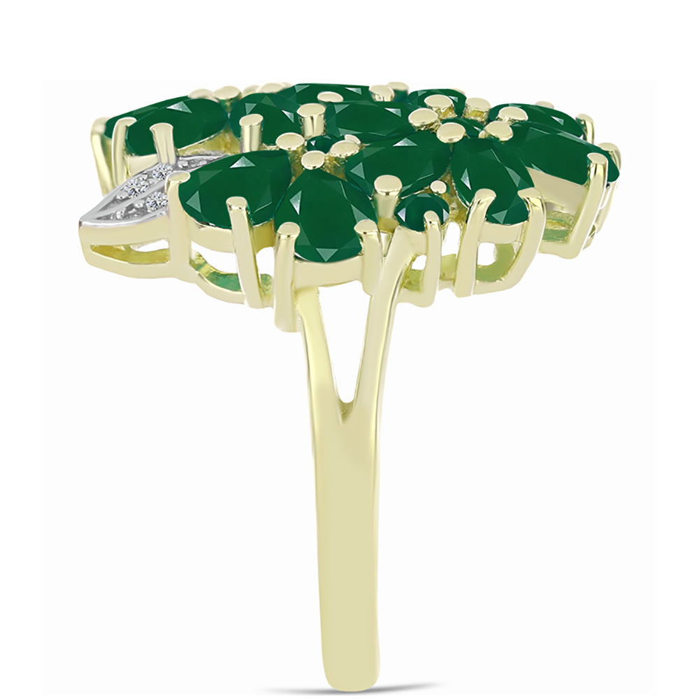 Anillo de Plata Bañada en Oro con Ágata Verde