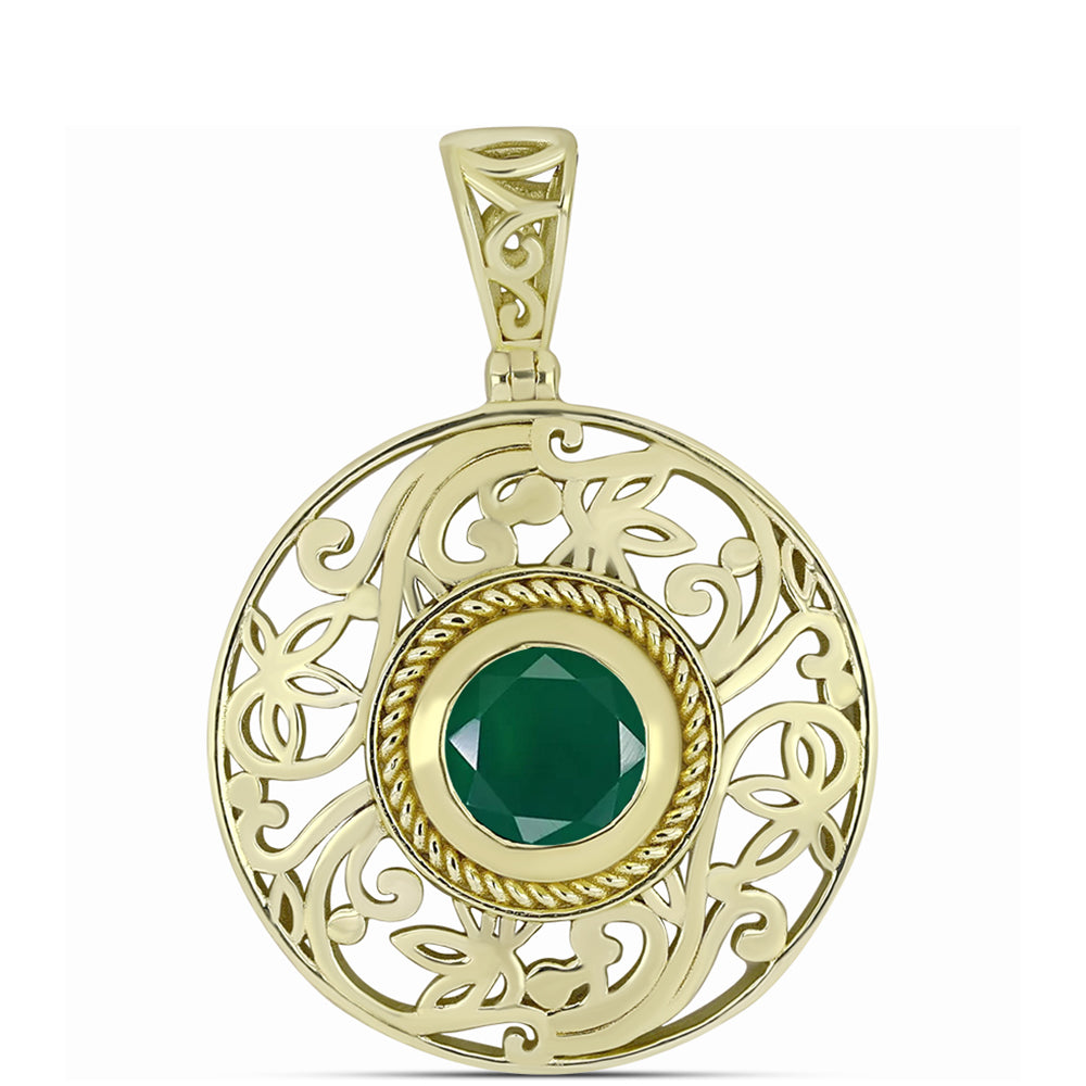 Colgante de Plata Bañada en Oro con Ágata Verde 1 
