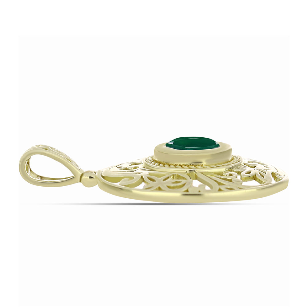 Colgante de Plata Bañada en Oro con Ágata Verde 2 