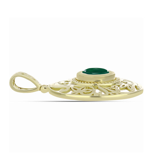 Colgante de Plata Bañada en Oro con Ágata Verde