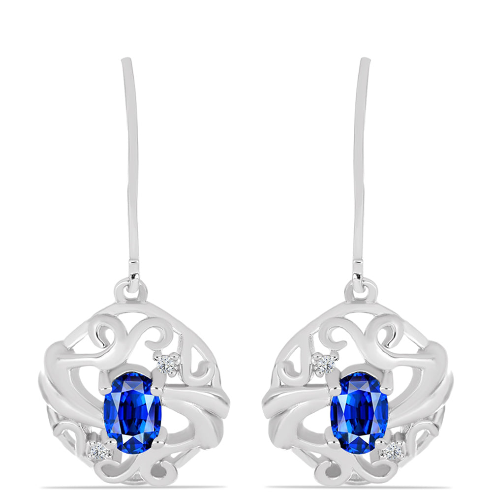 Pendientes de Plata con Zafiro Azul Australiano y Topacio Blanco 3 