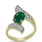Anillo de Plata Bañada en Oro con Ágata Verde y Topacio Blanco