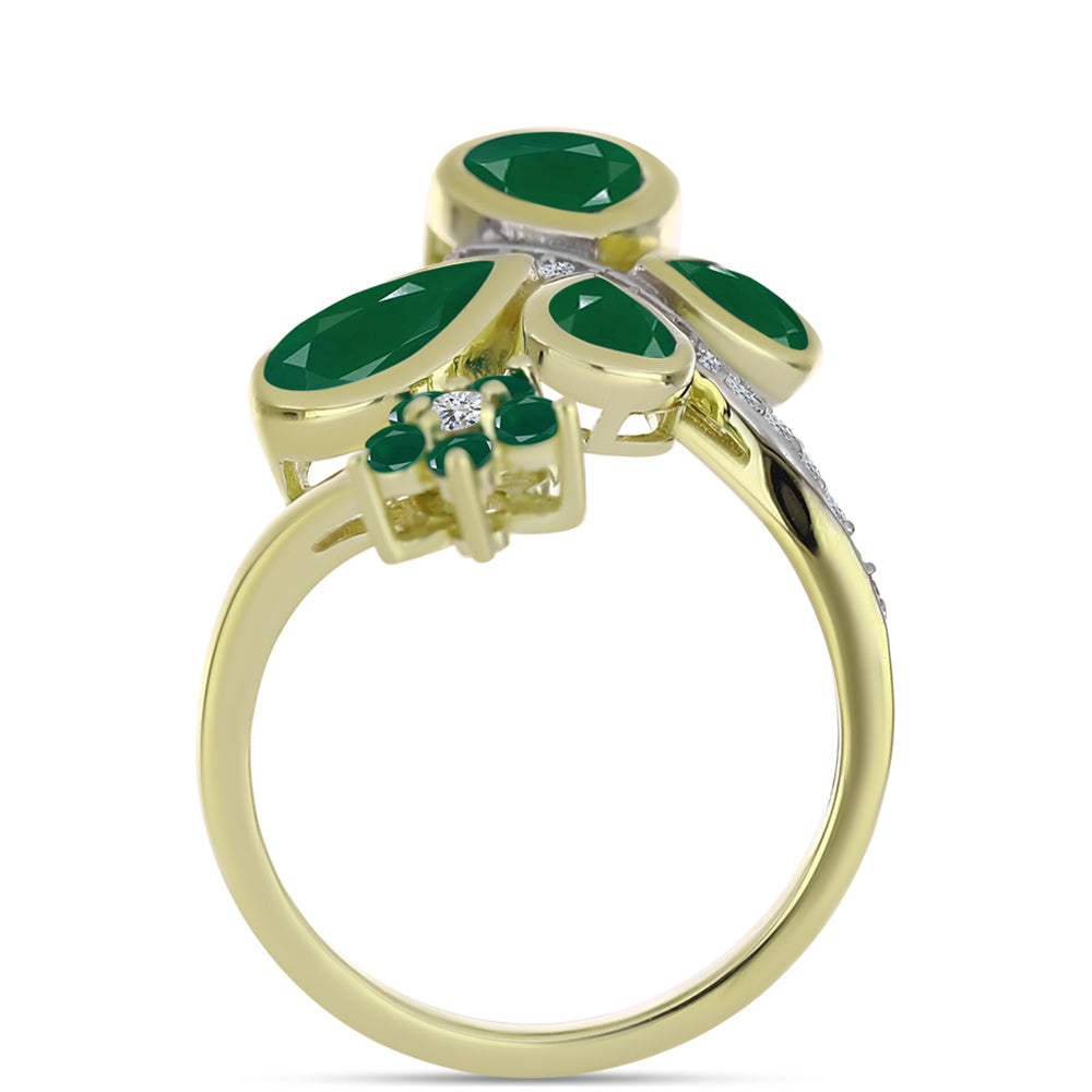 Anillo de Plata Bañada en Oro con Ágata Verde 2 