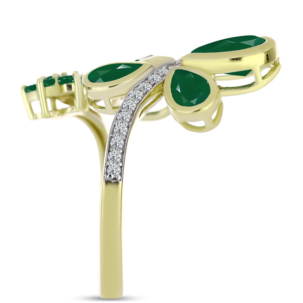 Anillo de Plata Bañada en Oro con Ágata Verde 8 