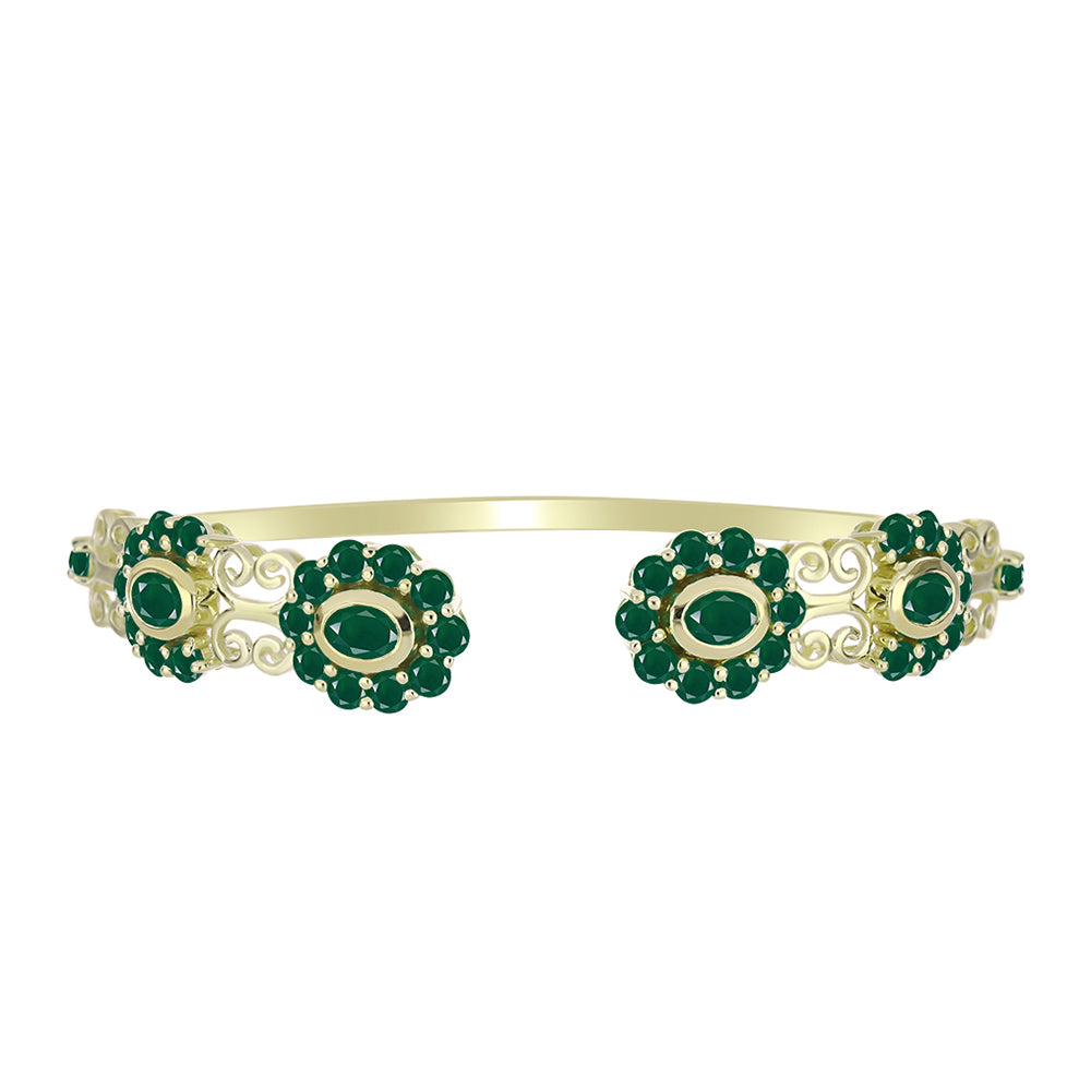 Brazalete de Plata Bañada en Oro con Ágata Verde 2 