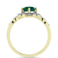 Anillo de Plata Bañada en Oro con Ágata Verde y Topacio Blanco