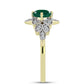 Anillo de Plata Bañada en Oro con Ágata Verde y Topacio Blanco