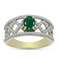 Anillo de Plata Bañada en Oro con Ágata Verde y Topacio Blanco
