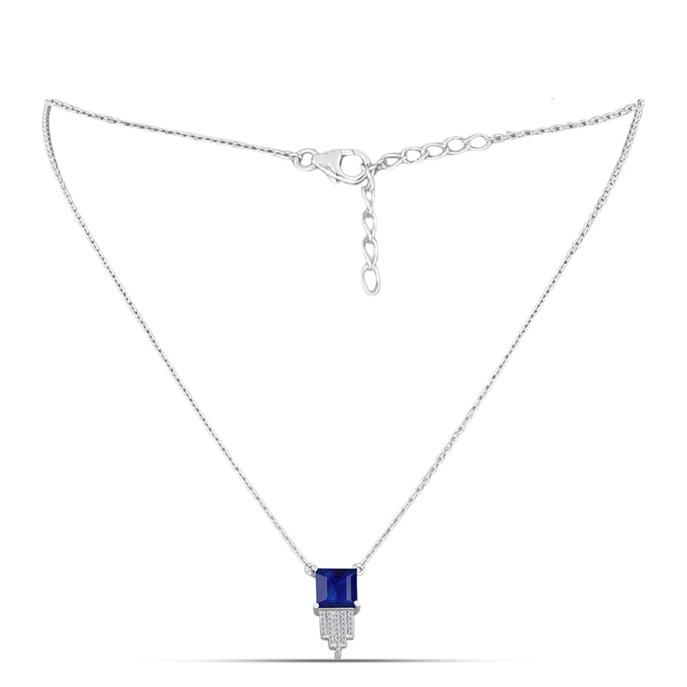 Collar de Plata con Zafiro Azul Australiano y Topacio Blanco 2 