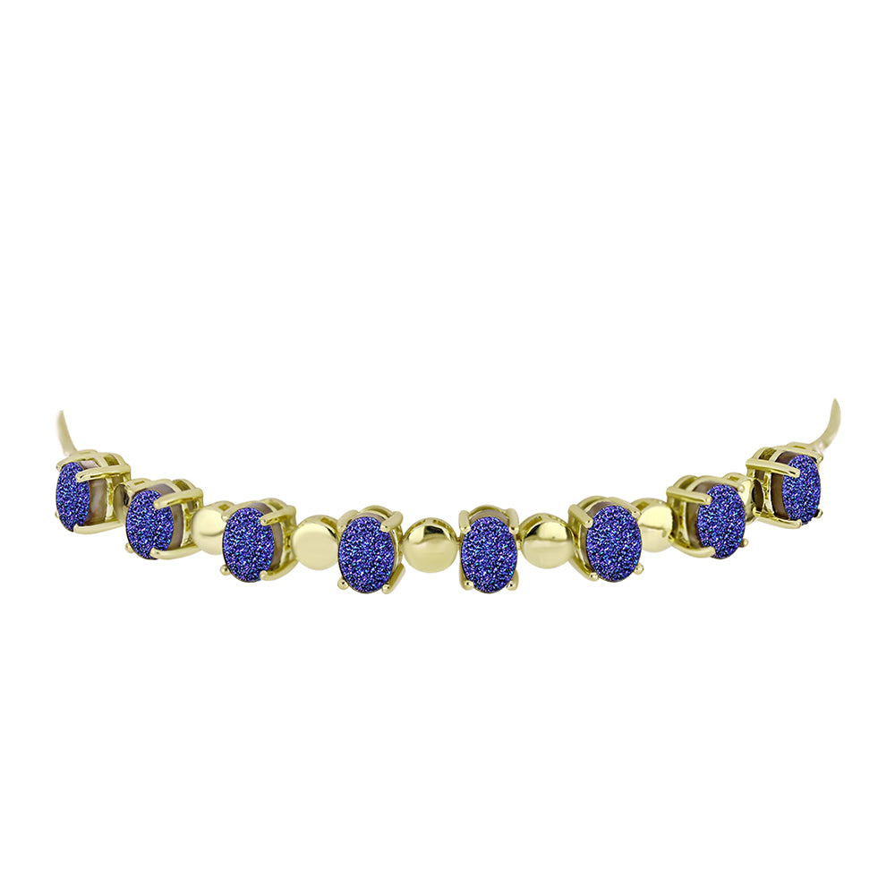 Pulsera de Plata Bañada en Oro con Drusa Purpura 2 