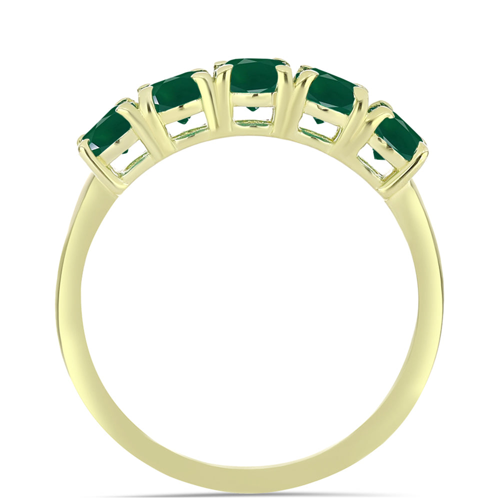 Anillo de Plata Bañada en Oro con Ágata Verde 2 