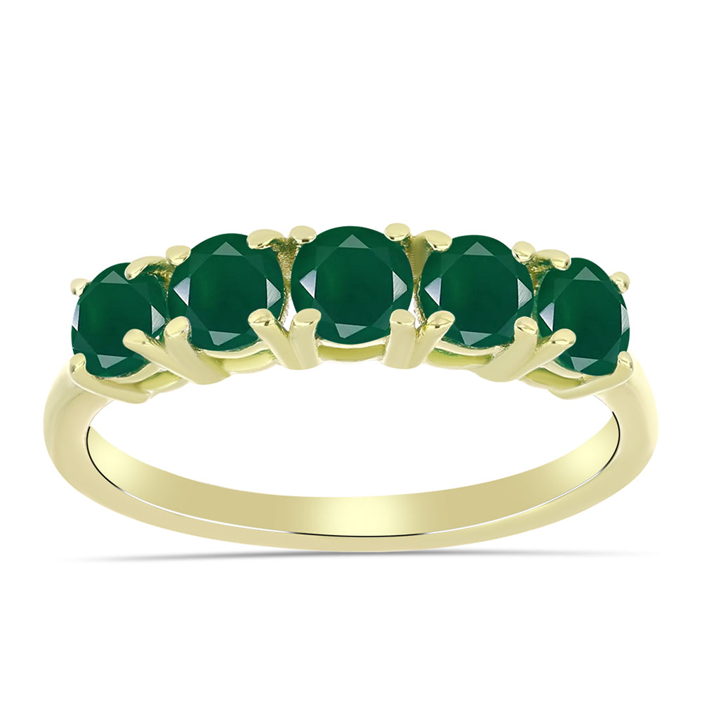 Anillo de Plata Bañada en Oro con Ágata Verde 3 