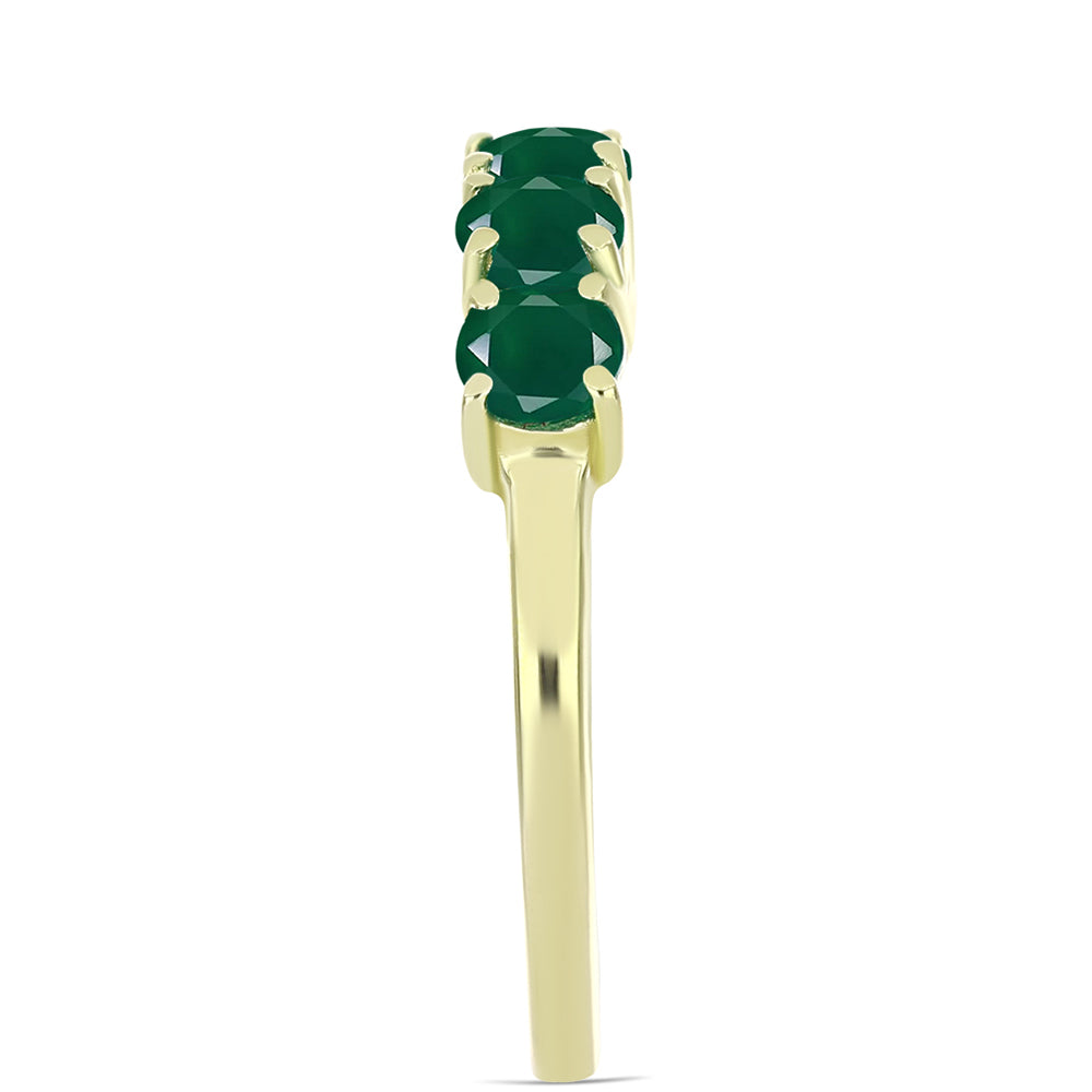 Anillo de Plata Bañada en Oro con Ágata Verde 4 