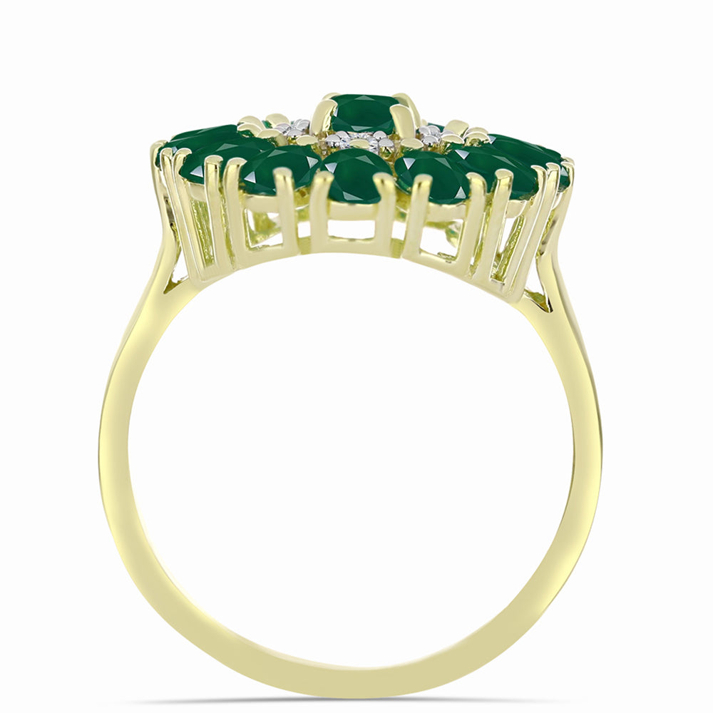 Anillo de Plata Bañada en Oro con Ágata Verde 2 