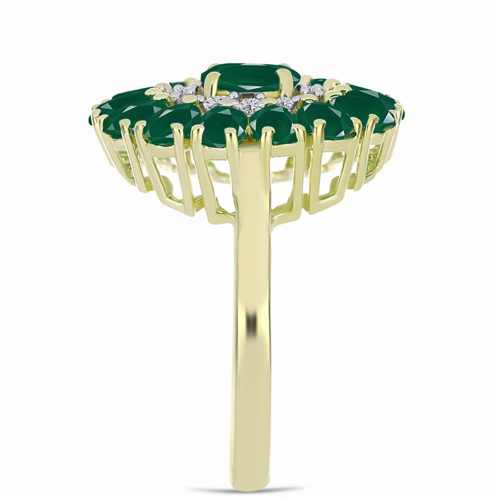 Anillo de Plata Bañada en Oro con Ágata Verde 4 