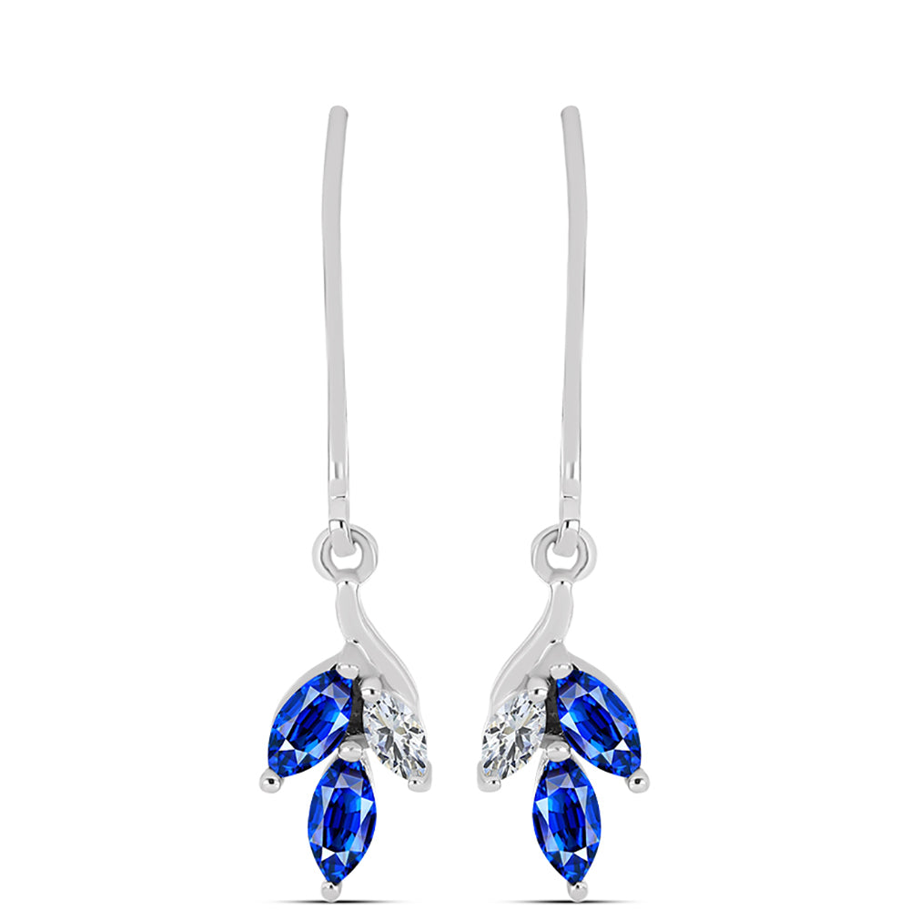 Pendientes de Plata con Zafiro Azul Australiano y Topacio Blanco