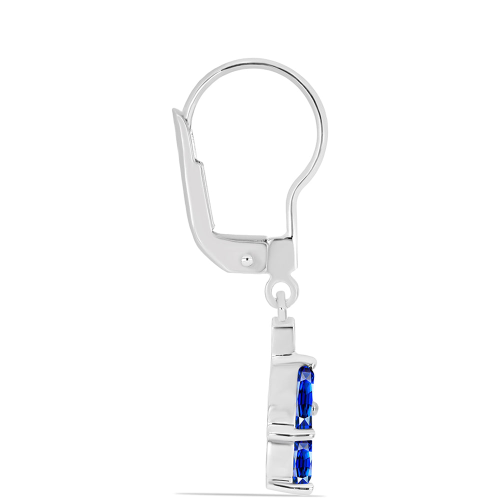 Pendientes de Plata con Zafiro Azul Australiano y Topacio Blanco 2 
