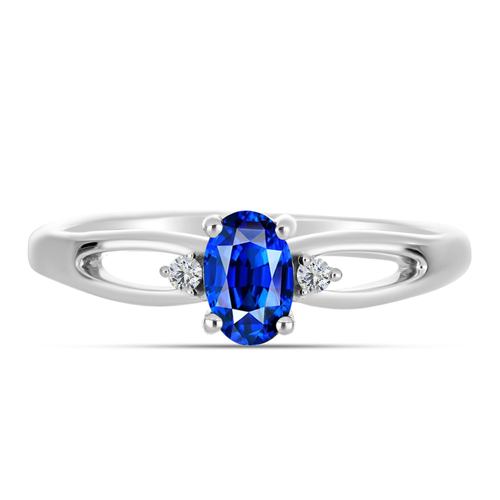 Anillo de Plata con Zafiro Azul Australiano y Topacio Blanco 5 