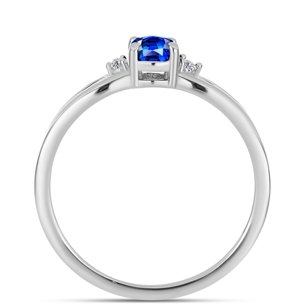 Anillo de Plata con Zafiro Azul Australiano y Topacio Blanco 6 
