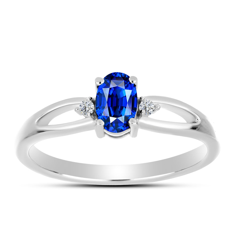 Anillo de Plata con Zafiro Azul Australiano y Topacio Blanco 7 