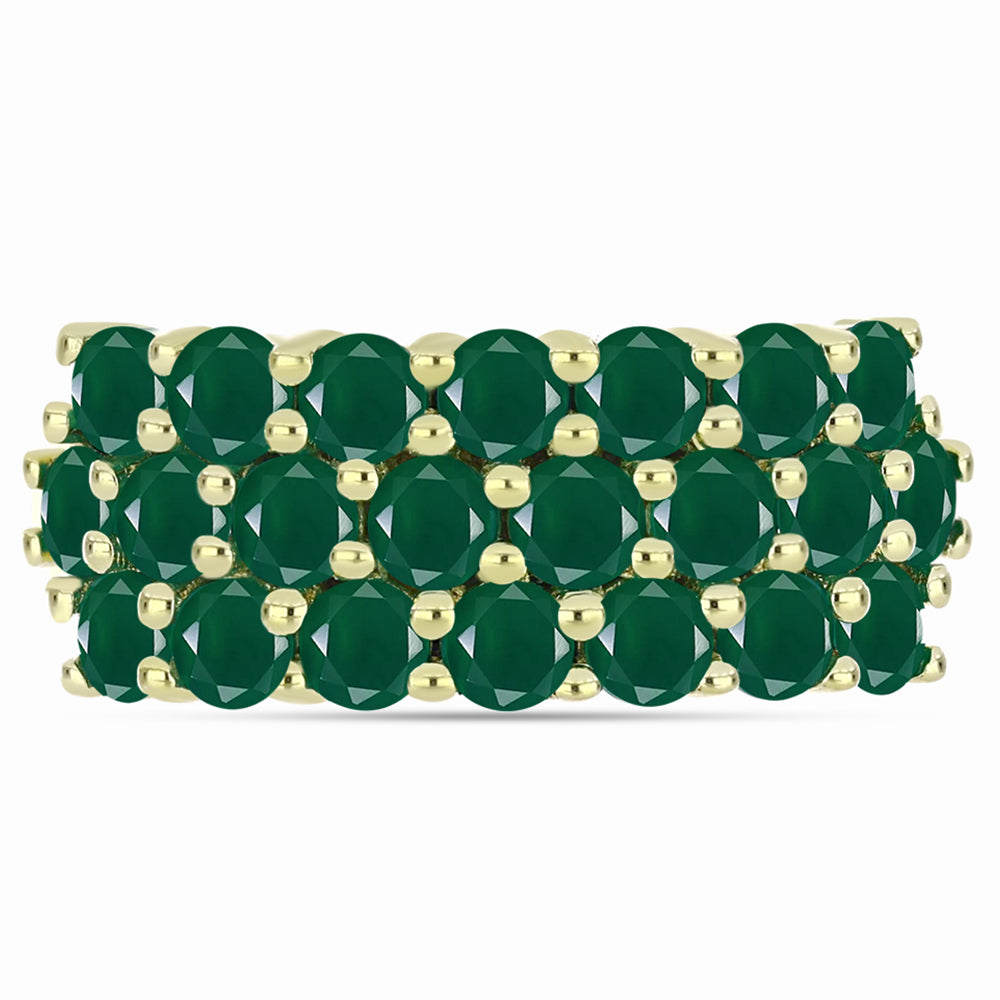 Anillo de Plata Bañada en Oro con Ágata Verde