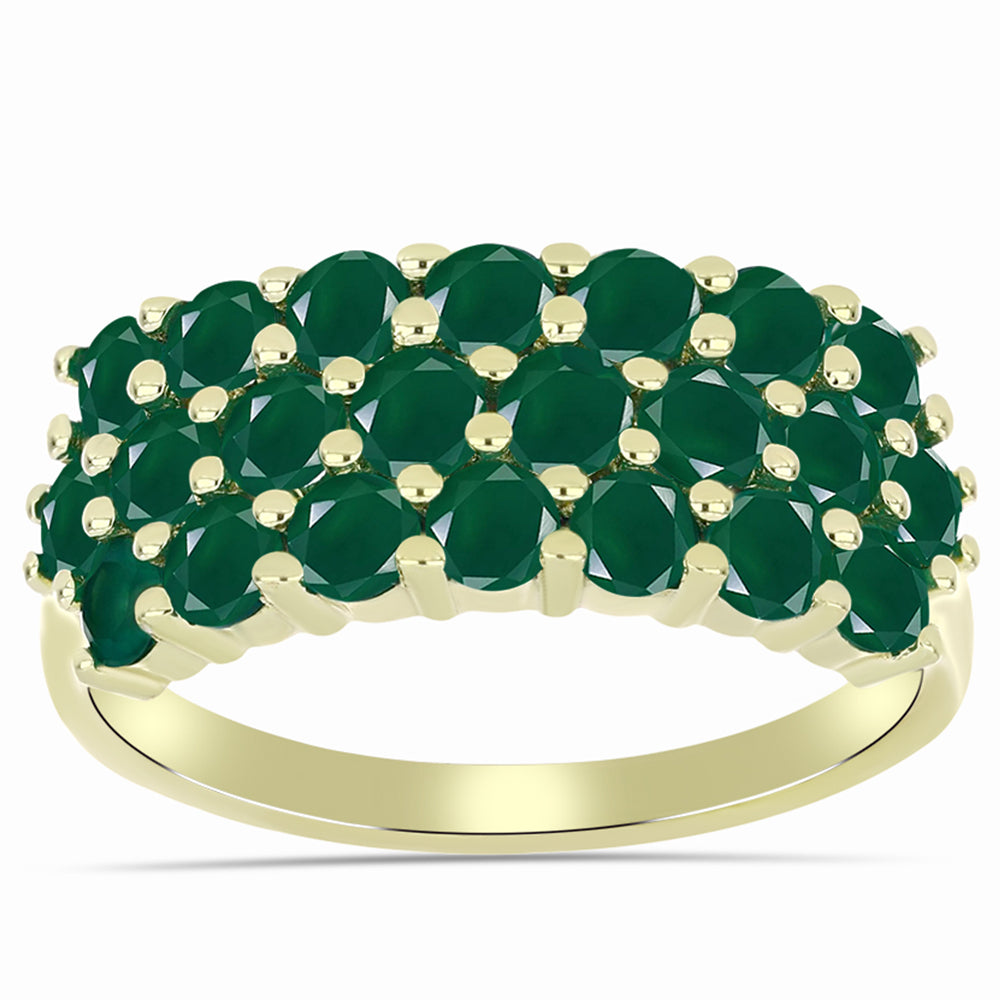 Anillo de Plata Bañada en Oro con Ágata Verde 3 