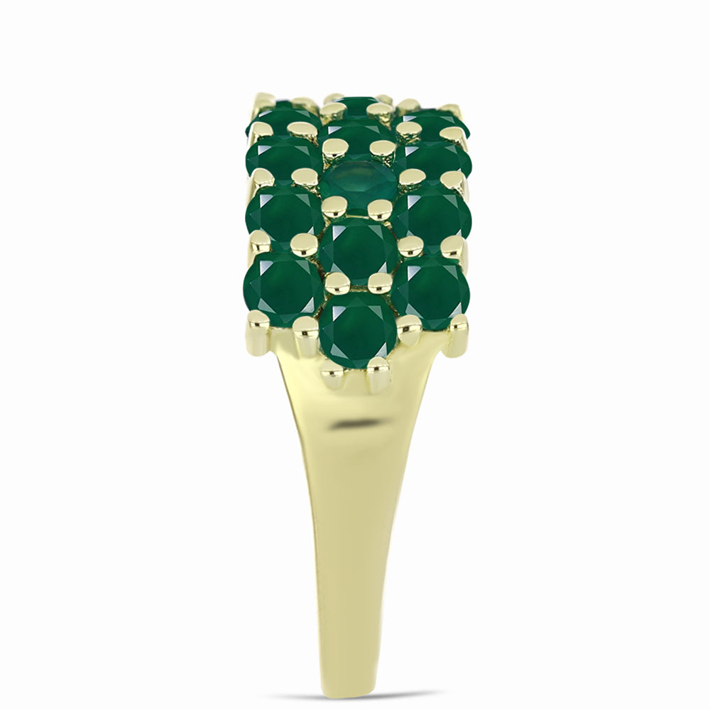 Anillo de Plata Bañada en Oro con Ágata Verde 4 