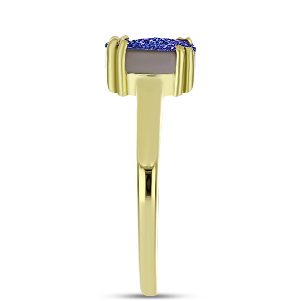 Anillo de Plata Bañada en Oro con Drusa Purpura 4 