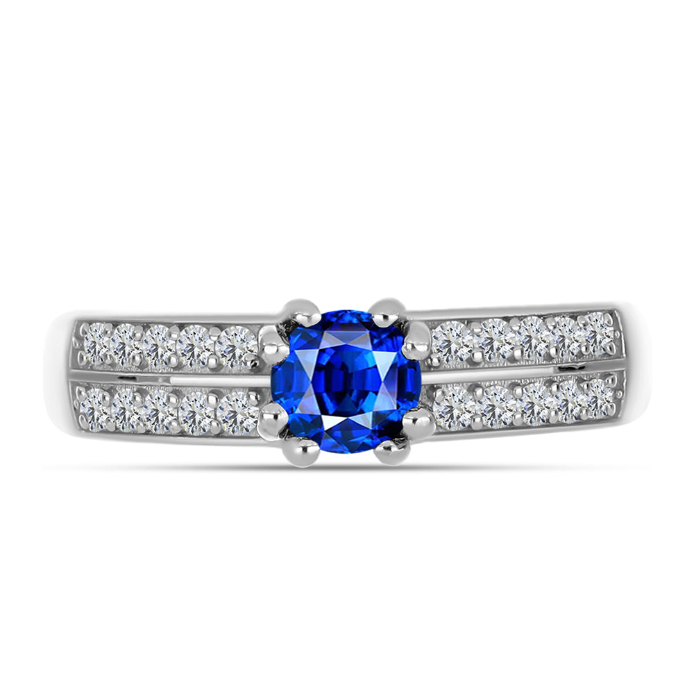 Anillo de Plata con Zafiro Azul Australiano y Topacio Blanco 1 