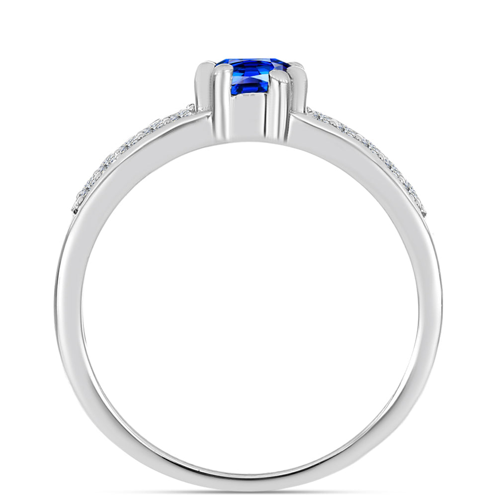 Anillo de Plata con Zafiro Azul Australiano y Topacio Blanco 6 