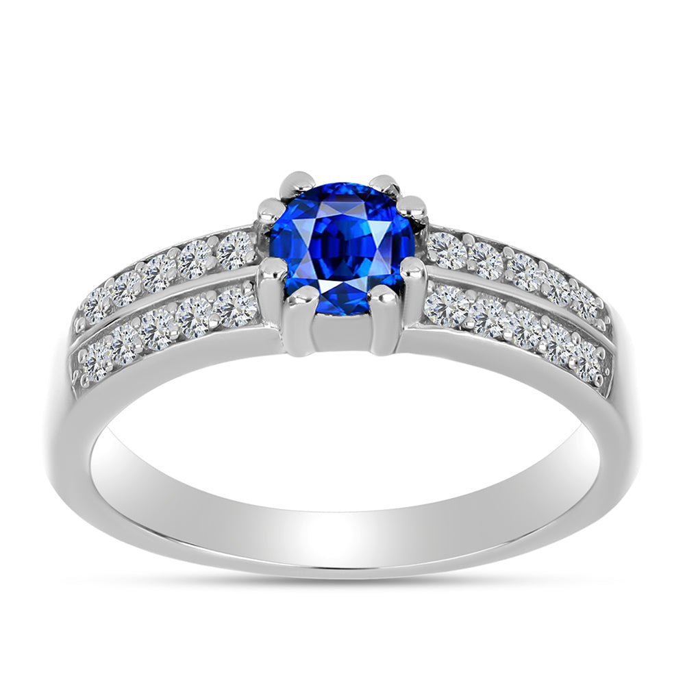 Anillo de Plata con Zafiro Azul Australiano y Topacio Blanco