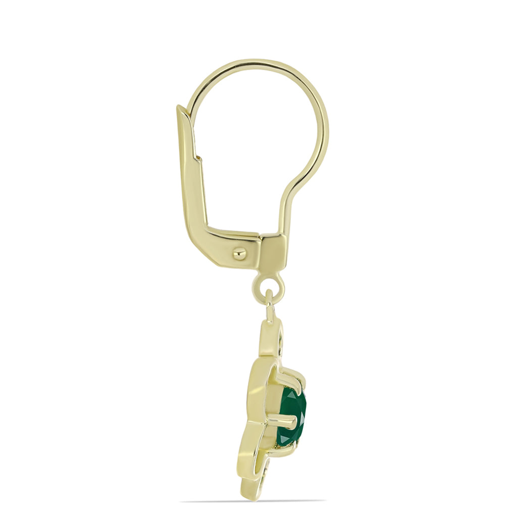 Pendientes de Plata Bañada en Oro con Ágata Verde 2 