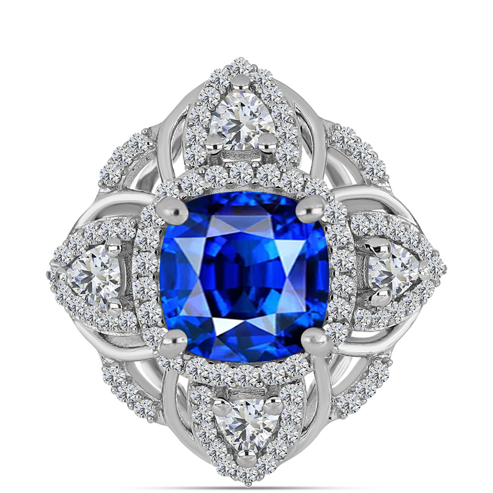 Anillo de Plata con Zafiro Azul Australiano y Topacio Blanco 1 